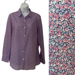 J.McLaughlin Lois Blouse in Pink/Blue/White Mini Floral Foulard Size Medium